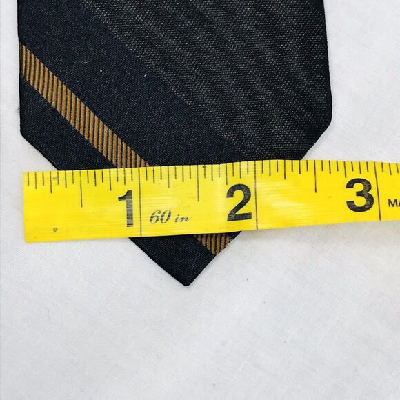 Beau Brummell Ties 2 Vtg Slim Skinny Striped Silk Rayon Red Brown Vegas Preppy - Picture 10 of 12